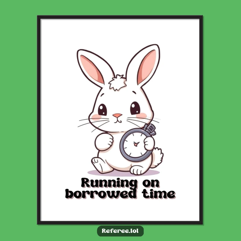 Free Printable Funny Bunny Wall Art - Stopwatch Focus Downloadable Art for Home Decor