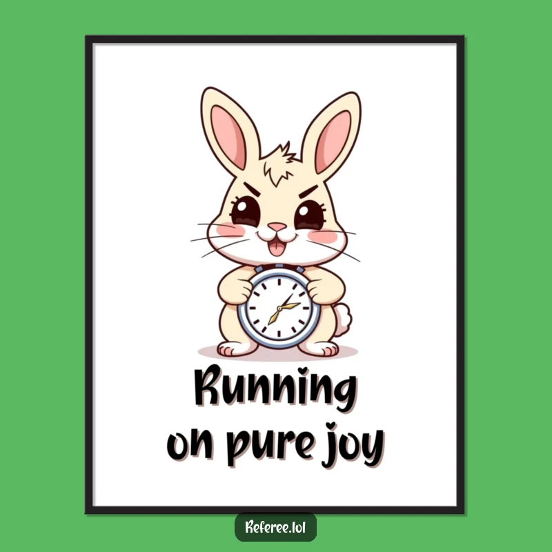 Free Printable Wall Art: Energetic Rabbit Stopwatch - Dynamic Downloadable Decor