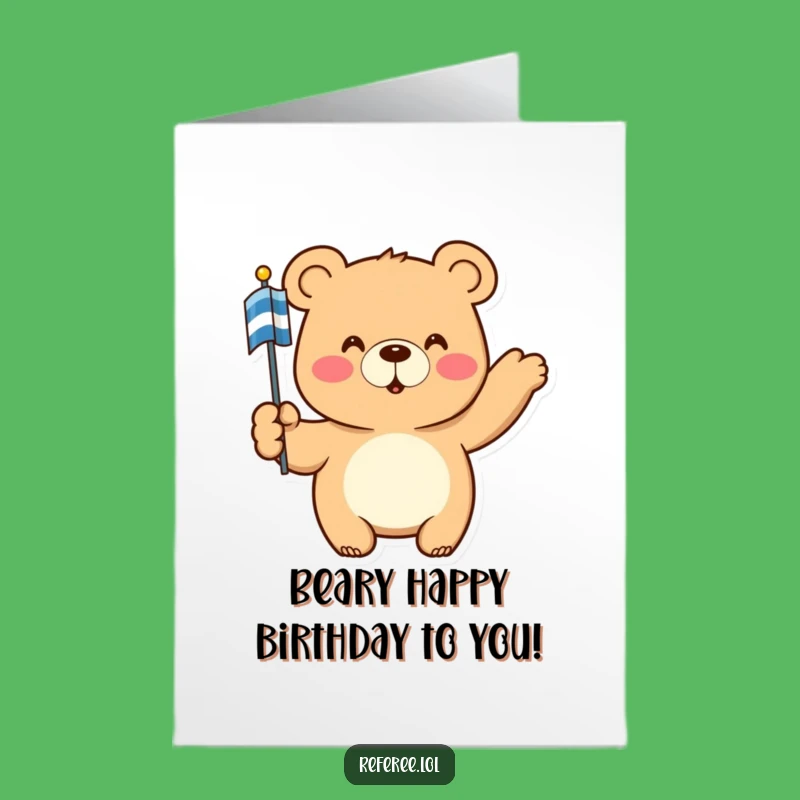 Free Printable Birthday Card: Funny Bear Directing Your Party Fun!