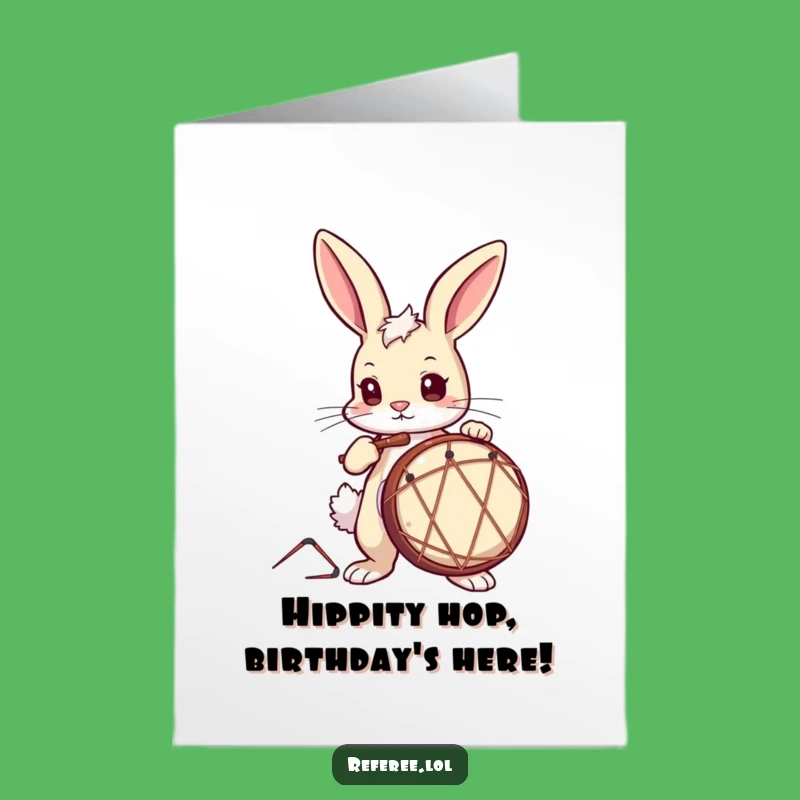 Free Printable Birthday Card: Bunny Drummer's Beat Funny Downloadable Gift!