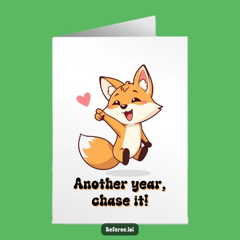 Free Printable Birthday Card: Energetic Fox Goal Pointer for a Fun Downloadable Gift