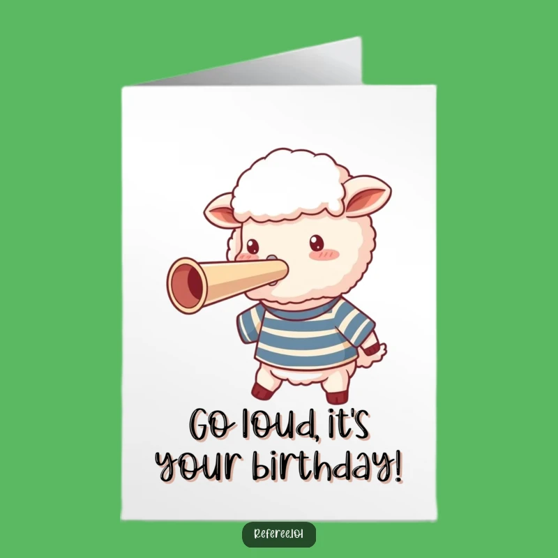 Free Printable Birthday Card: Funny Sheep Whistleblower - Hilarious Downloadable Gift