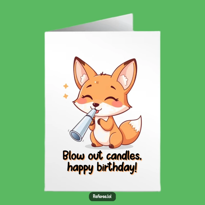 Free Printable Funny Fox Birthday Card - Whistle Blast Surprise Downloadable Gift