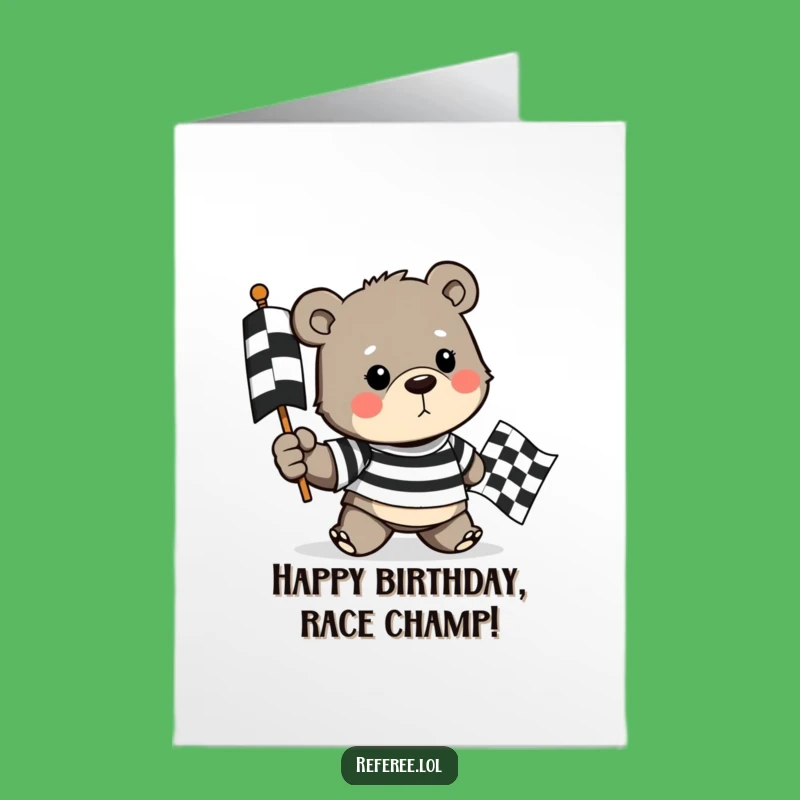 Free Printable Bear Birthday Card: Race to Fun, Downloadable Victory Gift