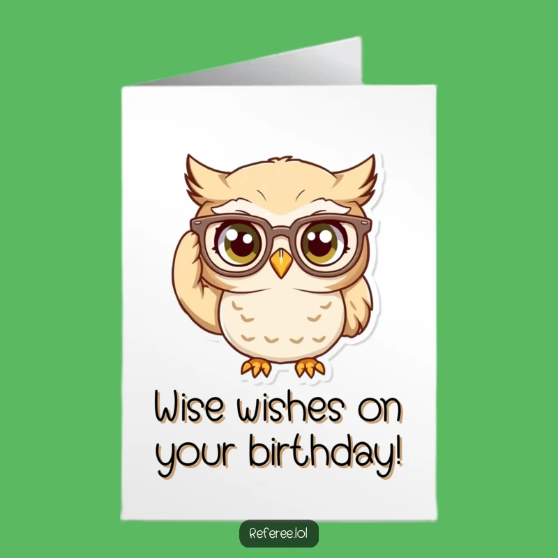 Free Printable Curious Owl Birthday Card: Smart Glasses Humor Downloadable Gift