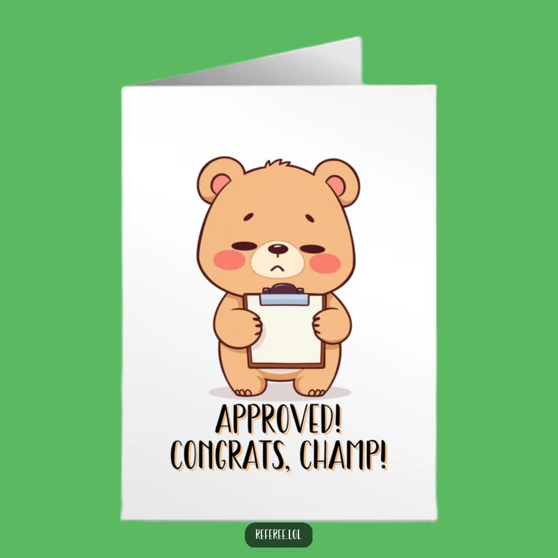 Free Printable Congrats Card: Bear Stern Approval, Funny Downloadable Gift