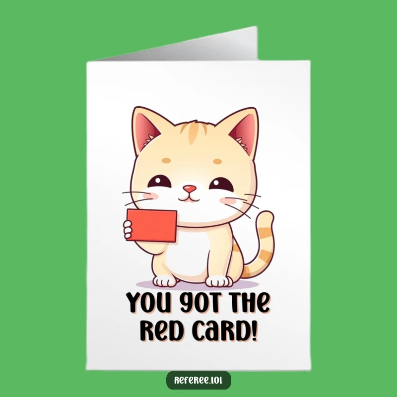 Free Printable Congrats Card: Chiding Cat 'Red Card' Recipient for a Snarky Downloadable Gift