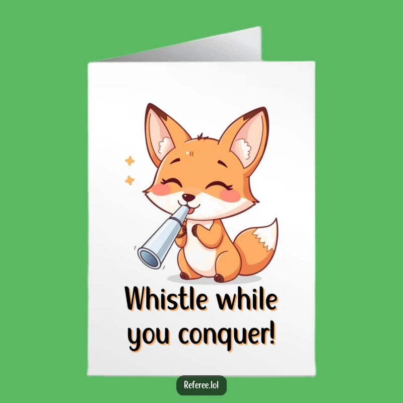 Free Printable Funny Fox Congrats Card - Whistle Blast Success Downloadable Gift