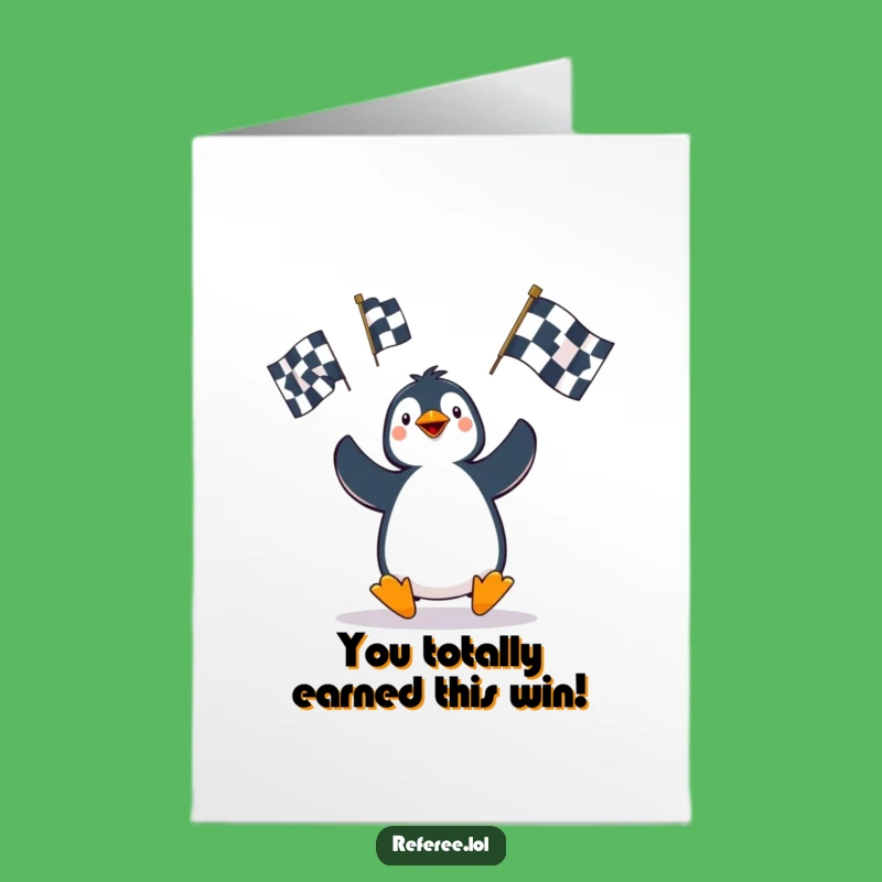 Free Printable Penguin Card: Funny Penalty Flag Congratulations Downloadable Gift