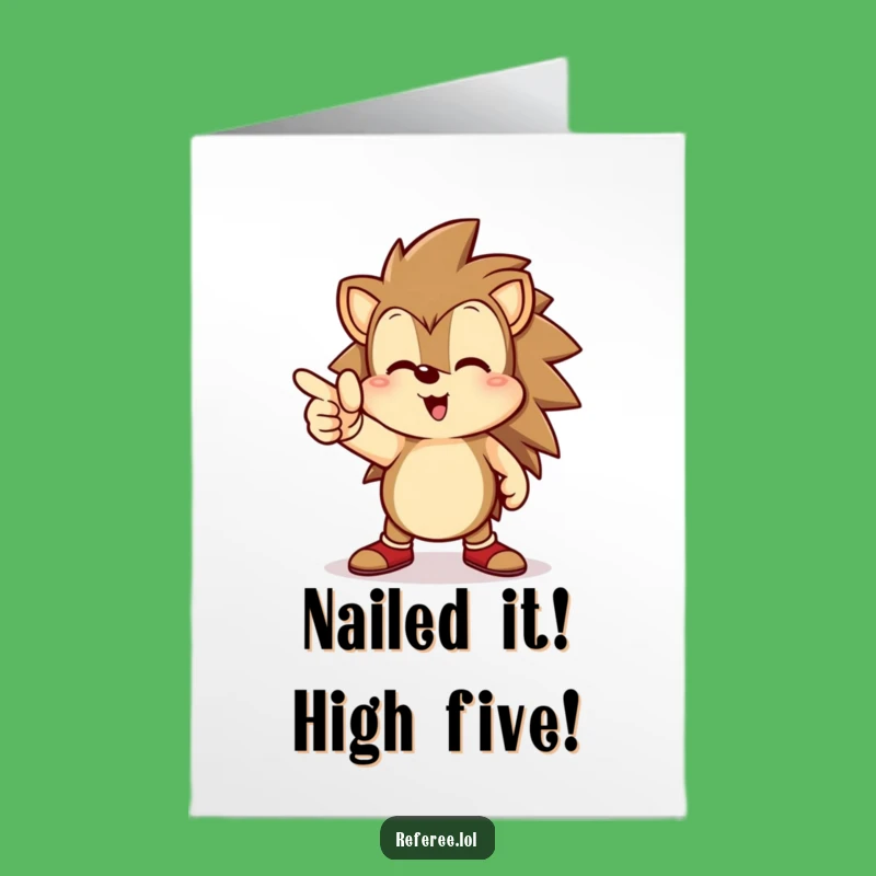 Free Printable Congrats Card: Funny Hedgehog Goal Pointer, Cheerful Downloadable Gift