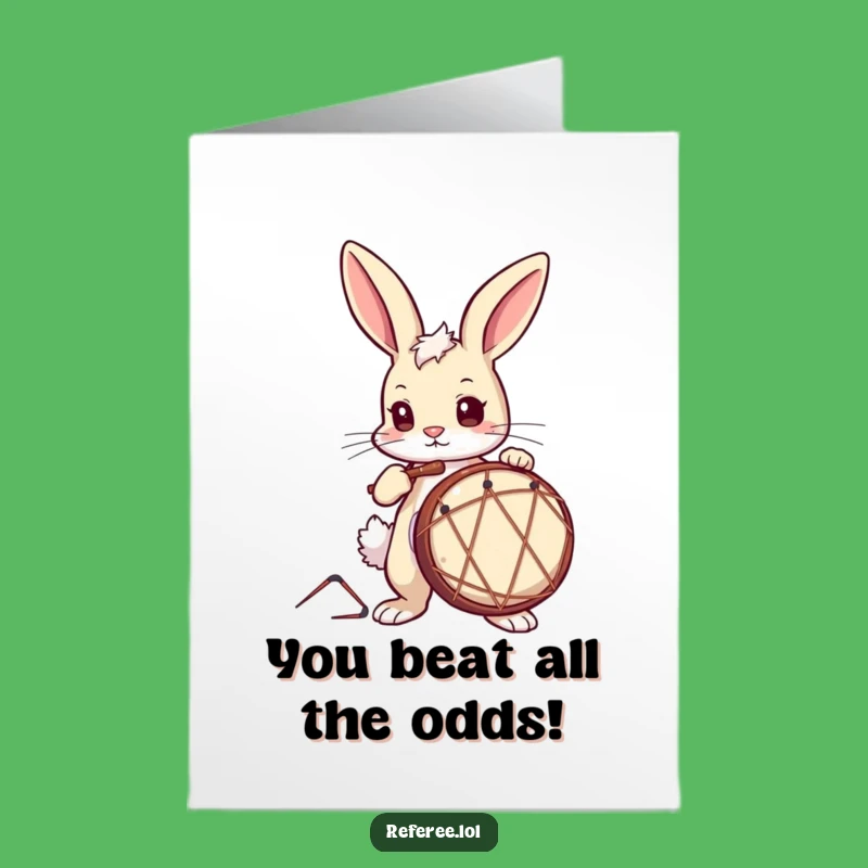 Free Printable Congrats Card: Bunny's Victory Beat Funny Downloadable Gift!