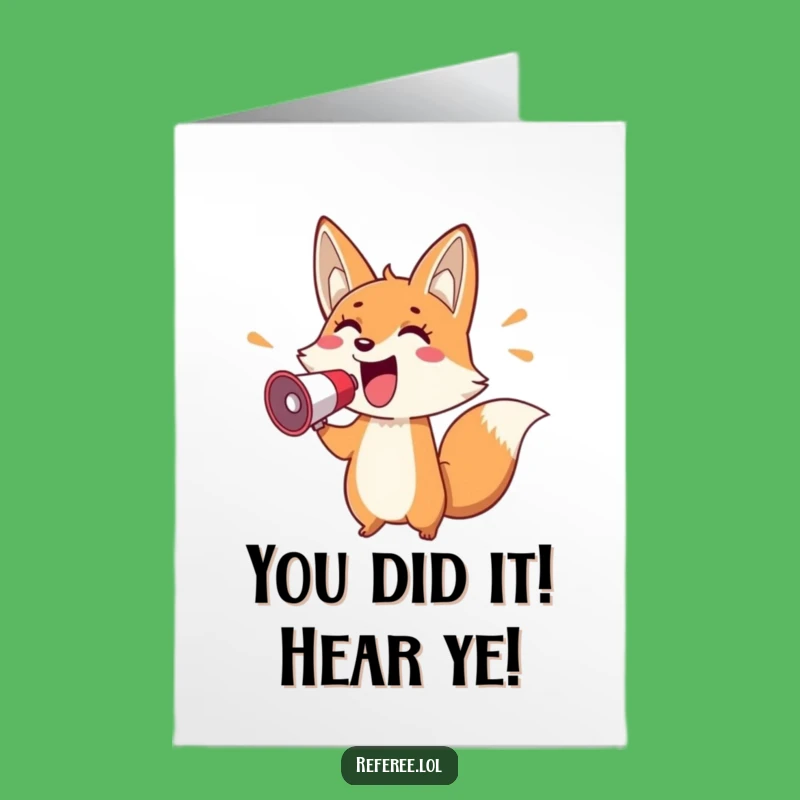 Free Printable Fox Congrats Card: Announce Your Win, Downloadable Gift