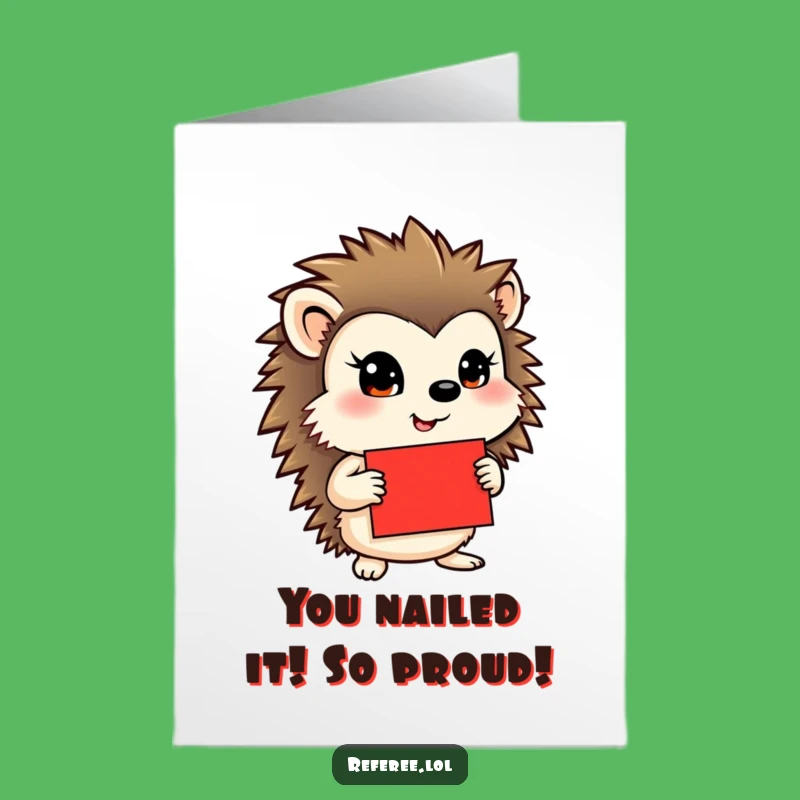 Free Printable Congratulations Card: Determined Hedgehog Celebrates Your Success Downloadable Gift