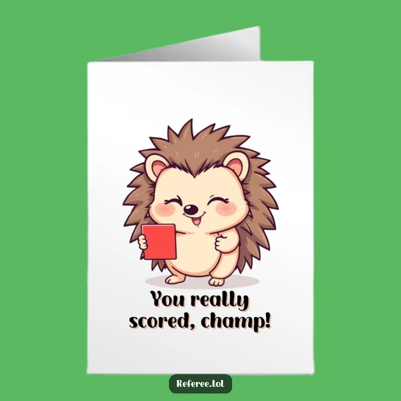 Free Printable Congratulations Card: Winking Hedgehog Red Card for a Humorous Downloadable Gift