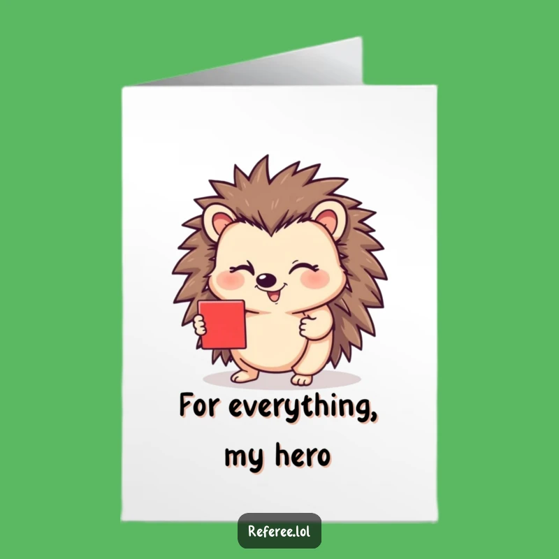 Free Printable Thank You Card: Winking Hedgehog Red Card for a Funny Downloadable Gift