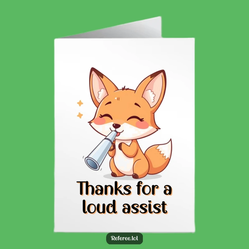 Free Printable Funny Fox Thank You Card - Whistle Gratitude Downloadable Gift