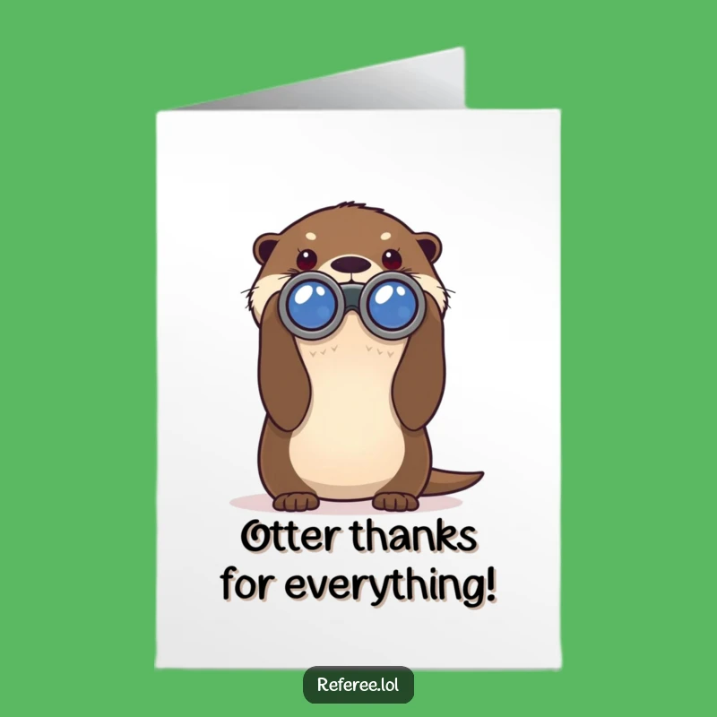 Free Printable Otter Binoculars Thank You Card: Fun Downloadable Gift