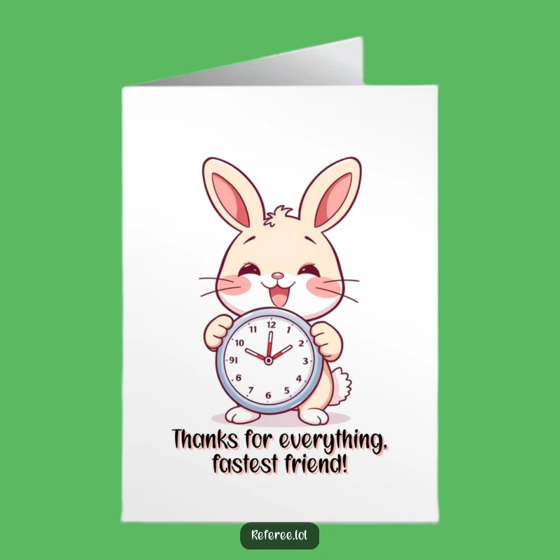Free Printable Thank You Card: Bunny's Swift Thanks with a Stopwatch - A Quick Thank You