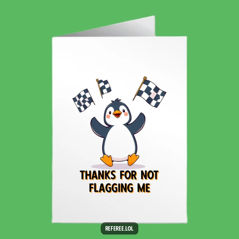 Funny Penguin Thank You Card: Free Printable Penalty Flag Appreciation Downloadable Gift