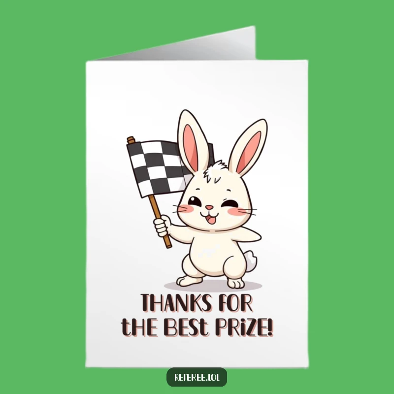 Free Printable Thank You Card: Bunny Waving Flag - Expressive Downloadable