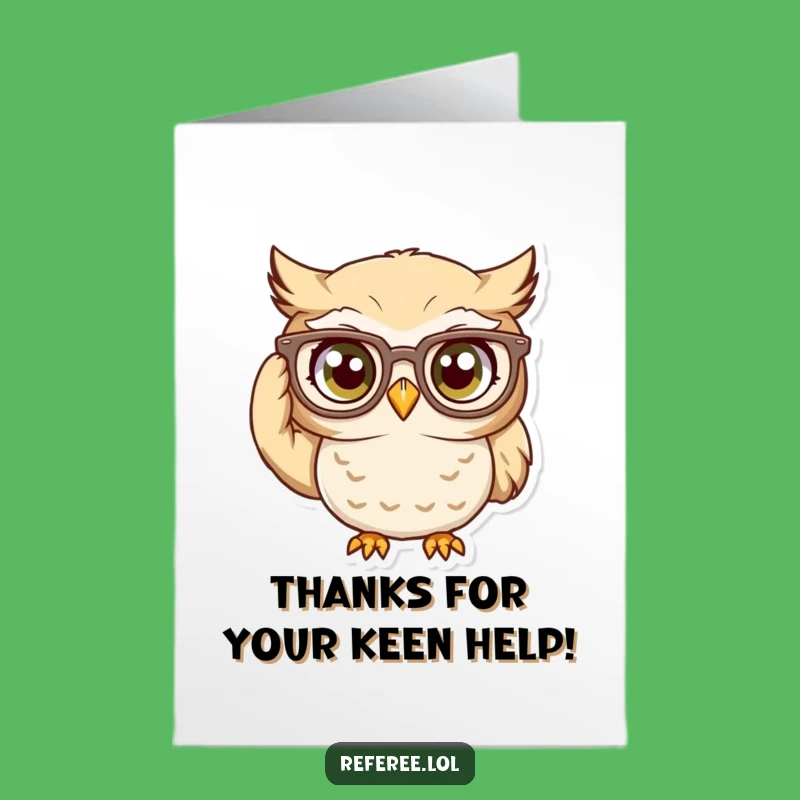 Free Printable Thank You Owl Card: Glasses Humor Downloadable Gift