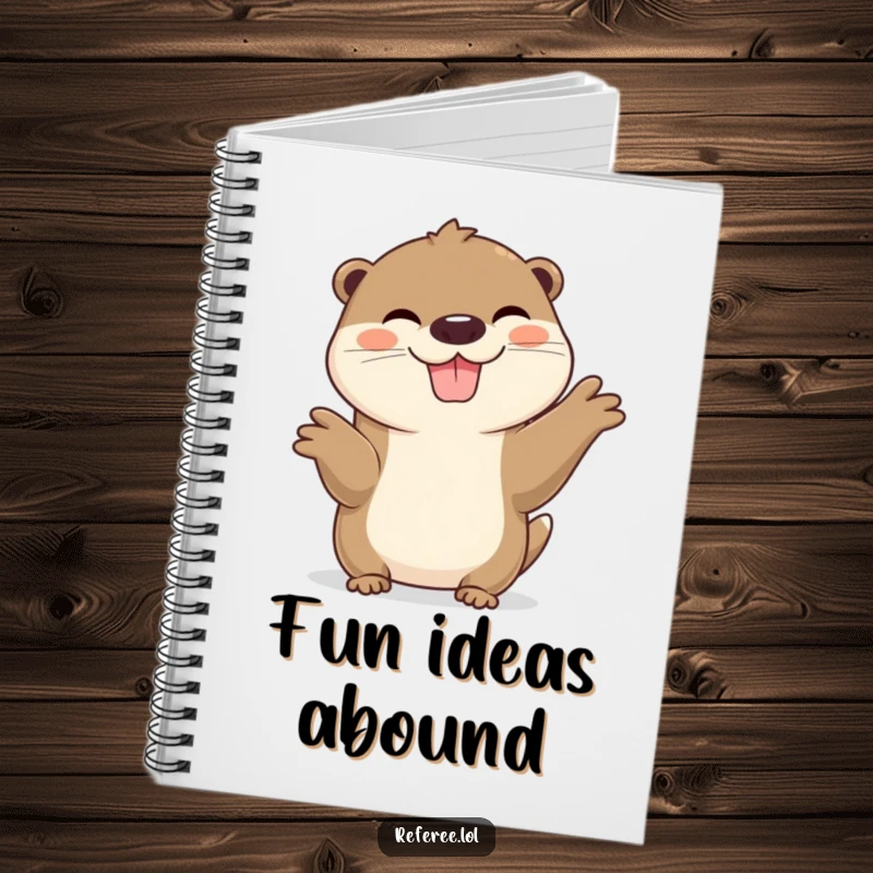 Funny Otter Notebook featuring a cheerful otter with a wide grin, perfect for jotting down notes with playful charm.