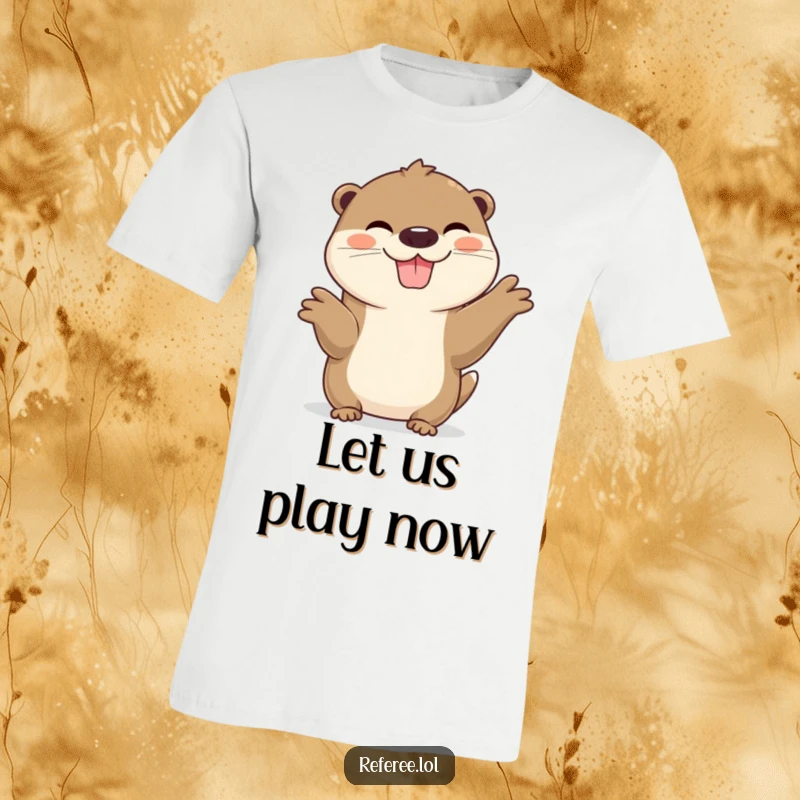 Funny Otter T-Shirt displaying a cheerful otter with a wide, happy grin, inviting everyone to join in on the fun.