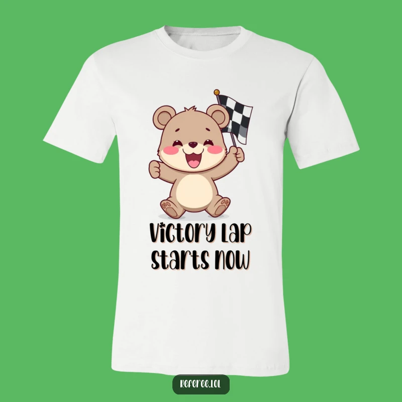 Funny Bear Cub Waving Flag T-Shirt - Hilarious Racing Fan Gift!