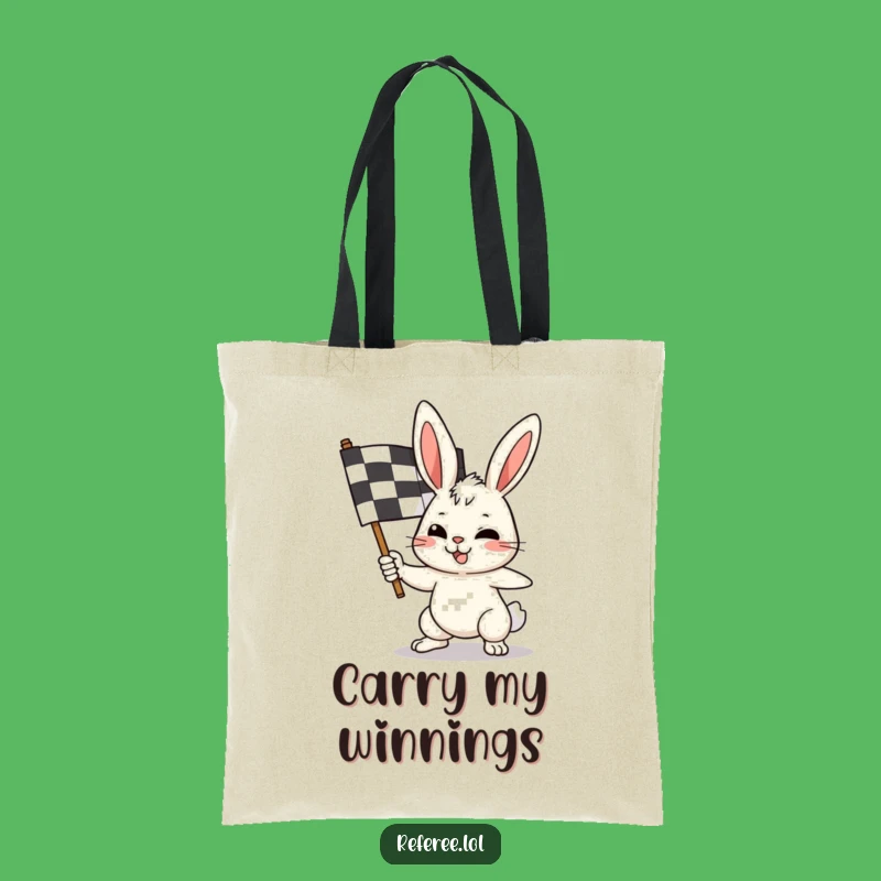 Funny Bunny Checkered Flag Tote Bag - Carry Your Passion with Humor