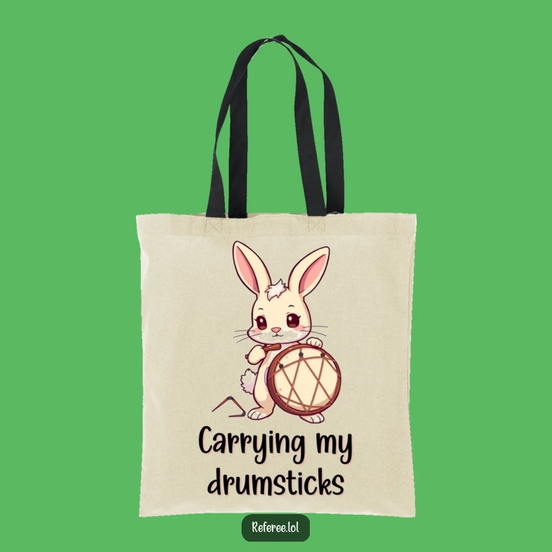 Funny Drummer Bunny Tote Bag: Carry Your Music Gear and Your Humor
