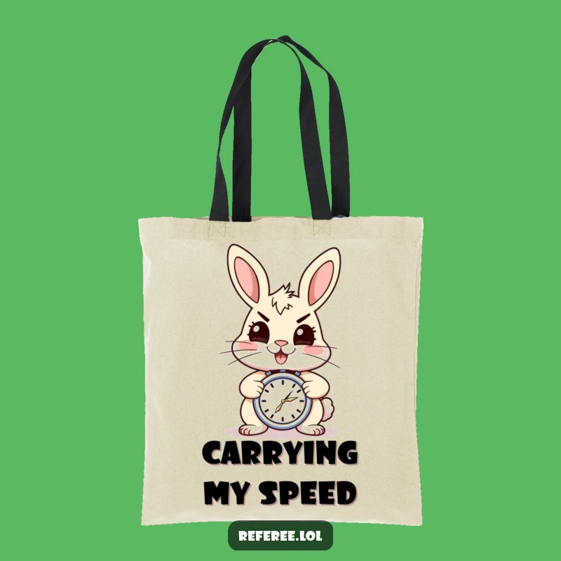 Funny Energetic Rabbit Stopwatch Tote Bag - Carry Your Speed with Humor