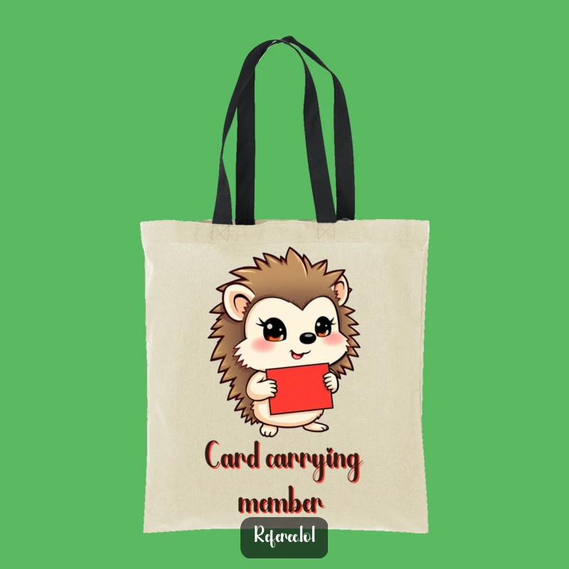 Funny Hedgehog Tote Bag - Determined Style, Bold Red Card, Ideal Humorous Shopping Gift