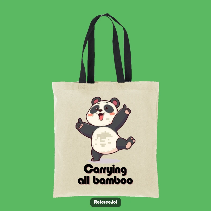 Funny Panda Stomp Tote Bag - Enthusiastic Carry-All, Humorous Statement Gift